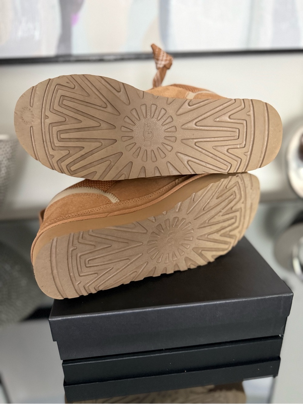 UGG Lowmel Suede Shearling-Lined Sneakers - Picture 7 of 8